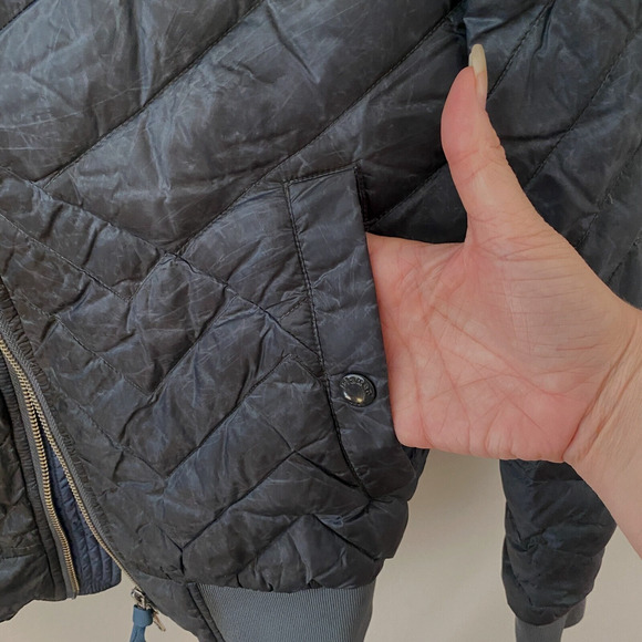 Blauer Nylolite Blue Gray Quilted Super Soft Down Zip Bomber Jacket Coat Medium - Picture 7 of 10